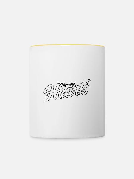 Burning Hearts - Tasse zweifarbig - Weiß/Gelb