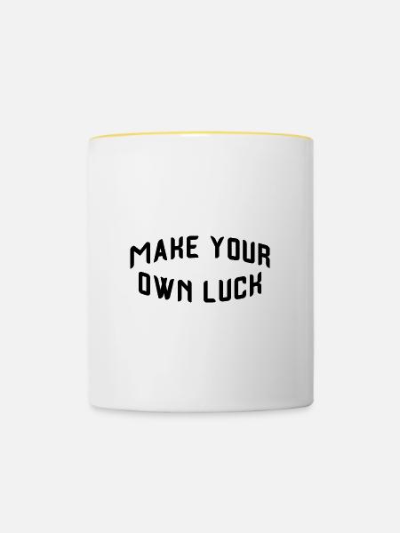 Make your own luck - Tasse zweifarbig - Weiß/Gelb