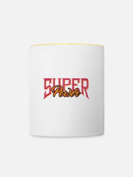 Super Power - Tasse zweifarbig - Weiß/Gelb