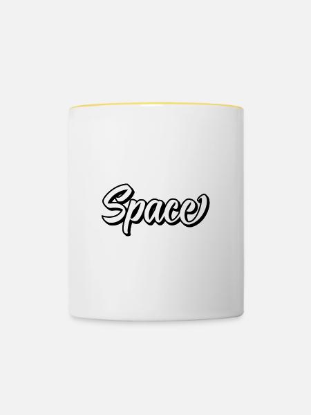 Space - Tasse zweifarbig - Weiß/Gelb