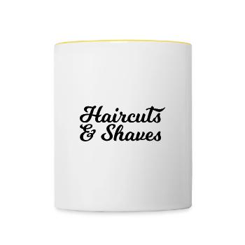 Haircuts and Shaves - Contrasting Mug - white/yellow - Front