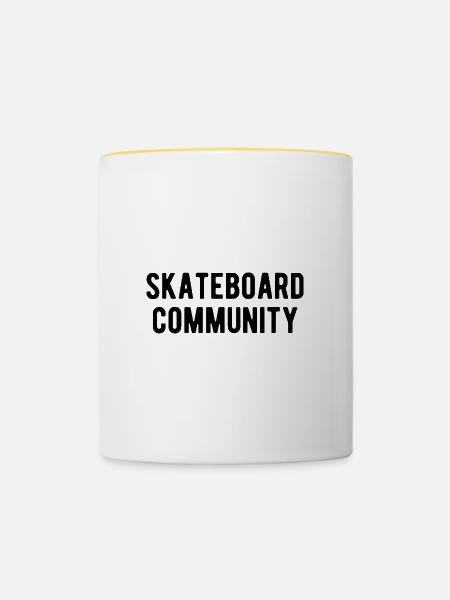 Skateboard Community - Tasse zweifarbig - Weiß/Gelb