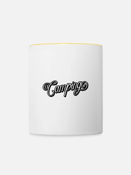 Camping - Tasse zweifarbig - Weiß/Gelb