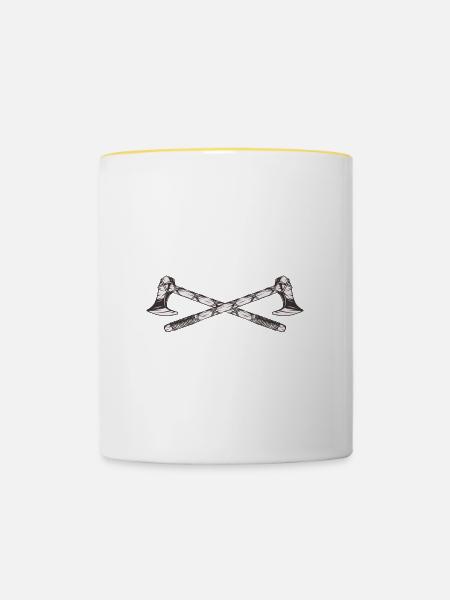 Wikinger Axt - Tasse zweifarbig - Weiß/Gelb