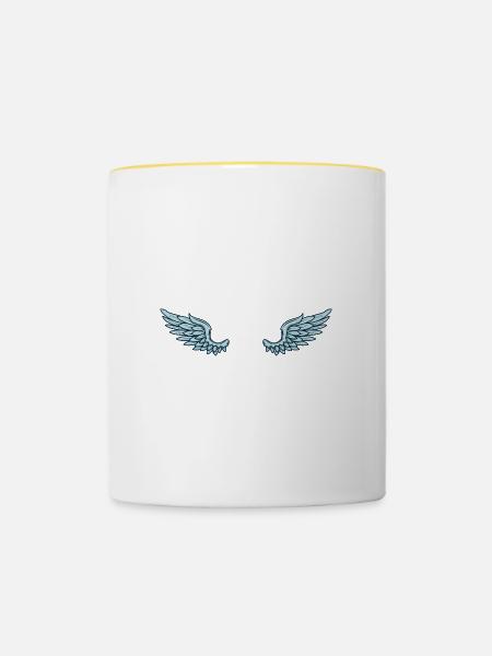 Flügel - Tasse zweifarbig - Weiß/Gelb
