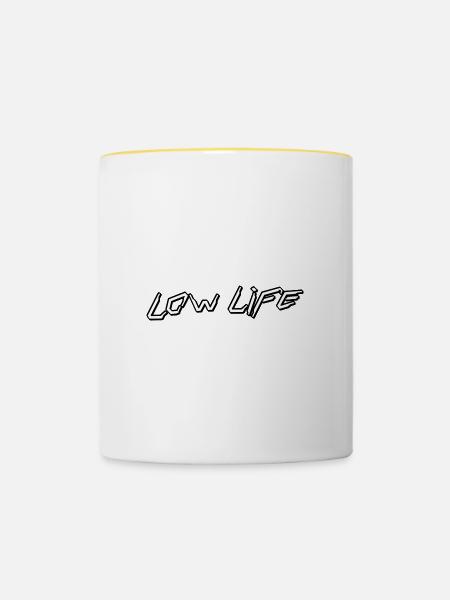 Low Life - Tasse zweifarbig - Weiß/Gelb