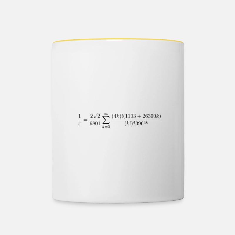 Ramanujan Pi formula - Contrasting Mug - white/yellow
