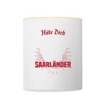 Saarland Saarbrücken Neunkirchen Homburg Geschenk - Tasse zweifarbig - Weiß/Gelb - Vorne