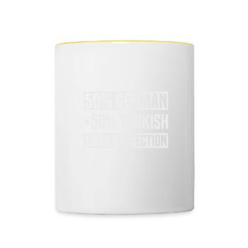 Cadeau de bébé moitié allemand turc Roots Pride - Mug contrasté - blanc/jaune - Devant