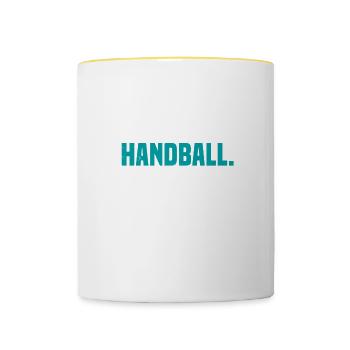 Bester Handball Trainer Lustig Spruch Geschenk - Tasse zweifarbig - Weiß/Gelb - Vorne