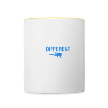 Taucher Lustig Tauchen Prüfung Abzeichen Geschenk - Tasse zweifarbig - Weiß/Gelb - Vorne