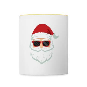 Weihnachten - Merry Christmas - Bad Santa - Contrasting Mug - white/yellow - Front