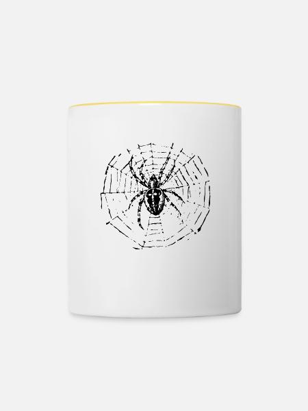 Kreuzspinne - Tasse zweifarbig - Weiß/Gelb