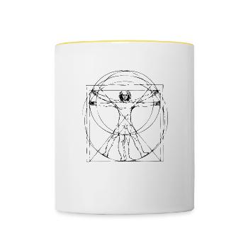 Vitruvian Man | Vitruvianischer Mensch | Leonardo - Tasse zweifarbig - Weiß/Gelb - Vorne