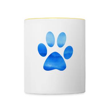 Blue paw - Contrasting Mug - white/yellow - Front