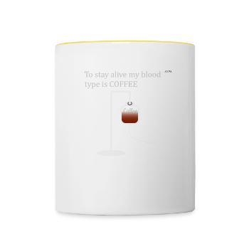 My blood type is COFFEE - Contrasting Mug - white/yellow - Front