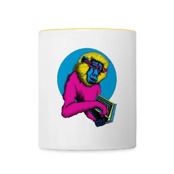 Cool Book Monkey - Contrasting Mug - white/yellow - Front