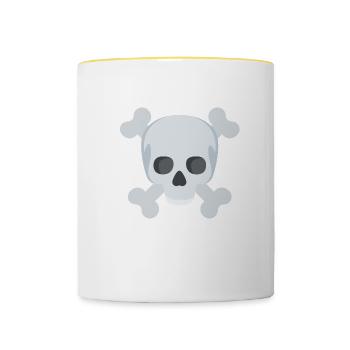 Schädel - Tasse zweifarbig - Weiß/Gelb - Vorne