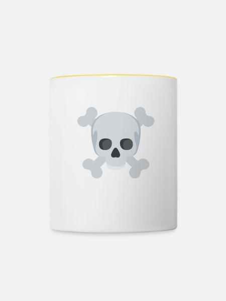 Schädel - Tasse zweifarbig - Weiß/Gelb