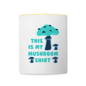 Mushroom Hunting Funny Quote Nature - Contrasting Mug - white/yellow - Front