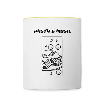 Spaghetti and Music Pasta Italian Food - Contrasting Mug - white/yellow - Front