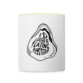 Manger des huîtres Délicieux fruits de mer et vin - Mug contrasté - blanc/jaune - Devant