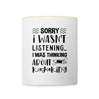 Pensez au kayak, au canoë, à la nature en eau vive - Mug contrasté - blanc/jaune - Devant