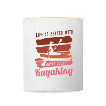 Life With Kayaking Canoe Whitewater Kayak - Contrasting Mug - white/yellow - Front