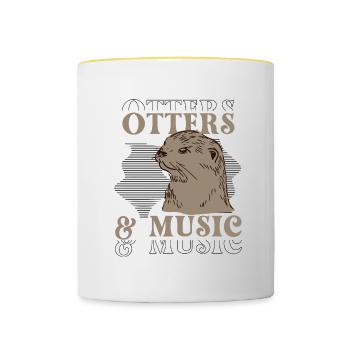 Notes de musique de Sea Otter, musicien, Forest - Mug contrasté - blanc/jaune - Devant
