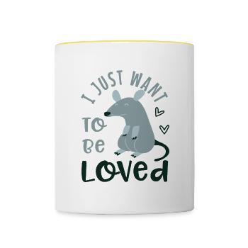 Citation ironique d'opossum, rongeur, amoureux des - Mug contrasté - blanc/jaune - Devant