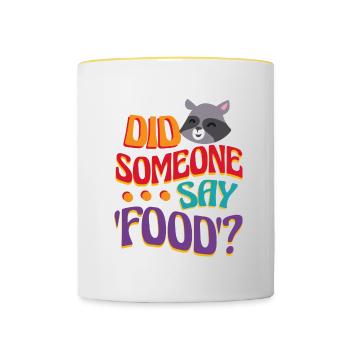 Citation ironique de Someone Say Food - Mug contrasté - blanc/jaune - Devant