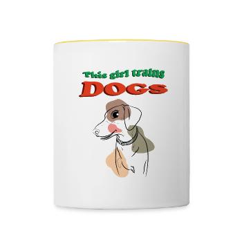 Mädchen trainiert Hunde Süße Zitate zum - Tasse zweifarbig - Weiß/Gelb - Vorne
