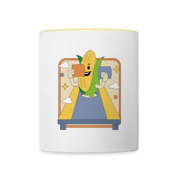 Ironic Cornhole Player Sack Tossing Hobby - Mug contrasté - blanc/jaune - Devant