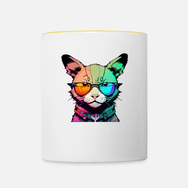 Space Cat - Contrasting Mug - white/yellow