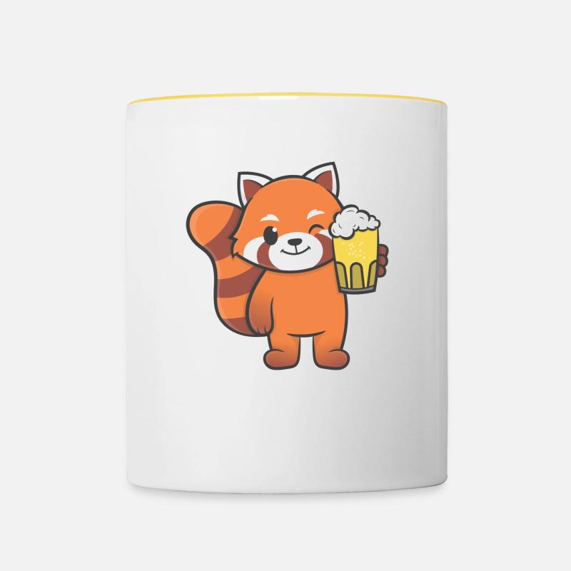 Panda roux bière - Mug contrasté - blanc/jaune