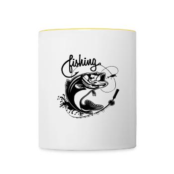 Angler fishing fish - Contrasting Mug - white/yellow - Front