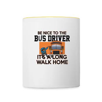 Busfahrer Bus fahren Schulbus Spruch - Tasse zweifarbig - Weiß/Gelb - Vorne