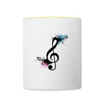 Violinschlüssel Musiker Musikliebhaber - Tasse zweifarbig - Weiß/Gelb - Vorne