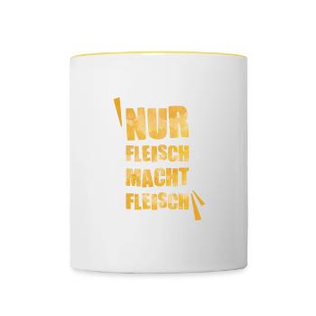 Krafttraining Gym Workout Spruch Fitness Geschenk - Tasse zweifarbig - Weiß/Gelb - Vorne