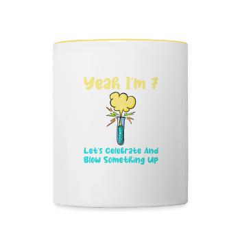 Anniversaire du scientifique Sept - Mug contrasté - blanc/jaune - Devant