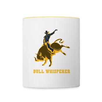 Rodeo Cowboy Stierreiter Reiten Geschenk - Tasse zweifarbig - Weiß/Gelb - Vorne