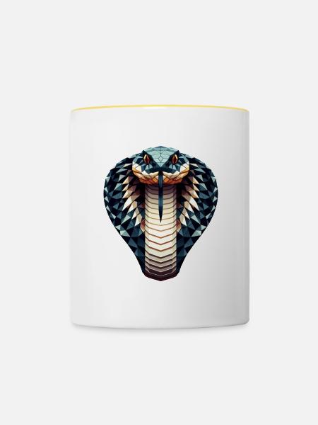 Eine Königskobra im Polygon-Stil - Tasse zweifarbig - Weiß/Gelb