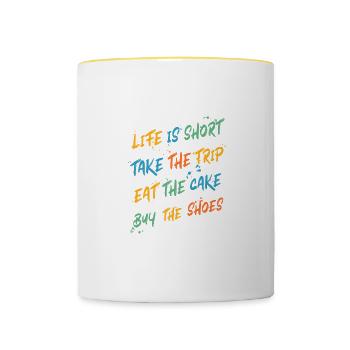 Life Is Short Eat That Cake - Contrasting Mug - white/yellow - Front
