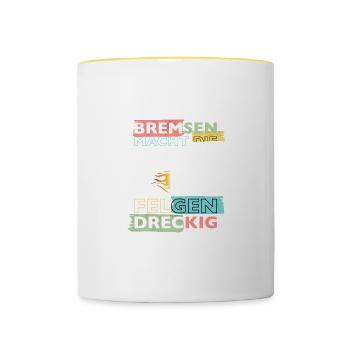 Le freinage salit les jantes - Mug contrasté - blanc/jaune - Devant