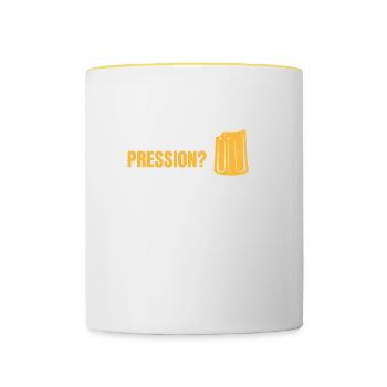 Moi la pression ? Je ne la subis pas, je la bois - Mug contrasté - blanc/jaune - Devant