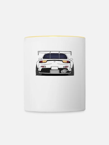 rx7rear white - Tasse zweifarbig - Weiß/Gelb
