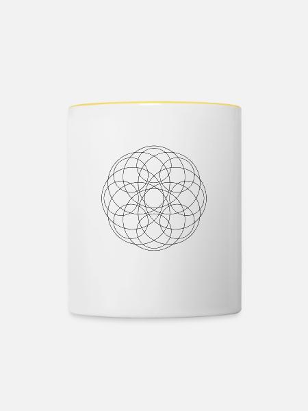 Kreis Mandala - Tasse zweifarbig - Weiß/Gelb