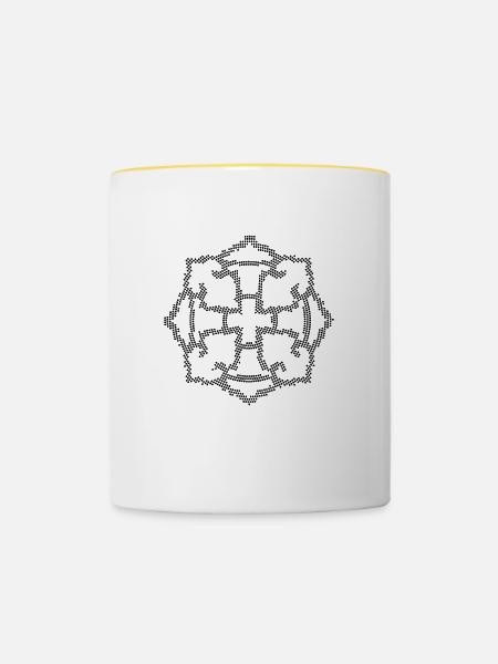 Mosaik Mandala - Tasse zweifarbig - Weiß/Gelb