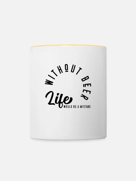Bier Spruch - Tasse zweifarbig - Weiß/Gelb