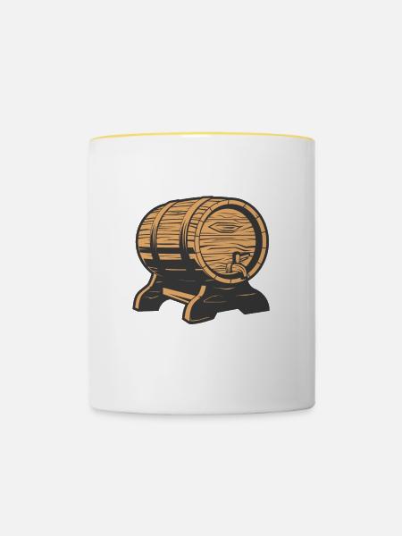 Bierfass - Tasse zweifarbig - Weiß/Gelb